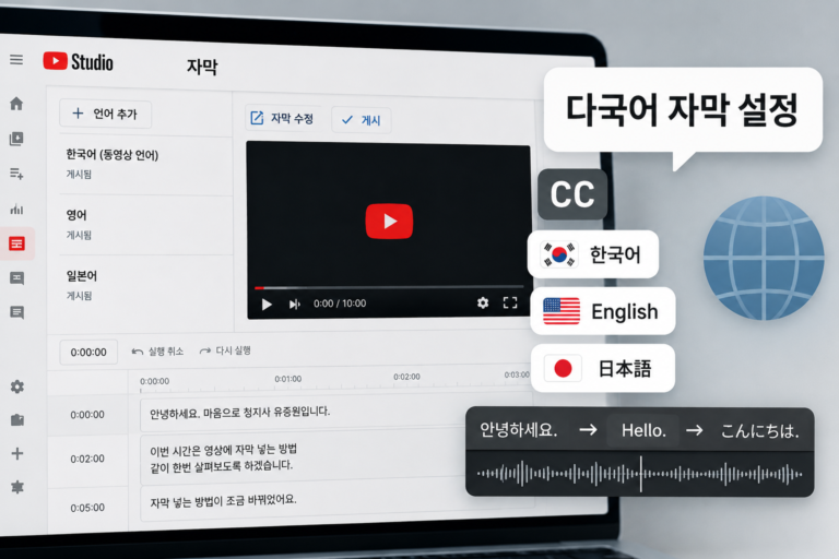 유튜브 다국어 자막 등록 (자막 개시, 자동 번역, 언어 추가)