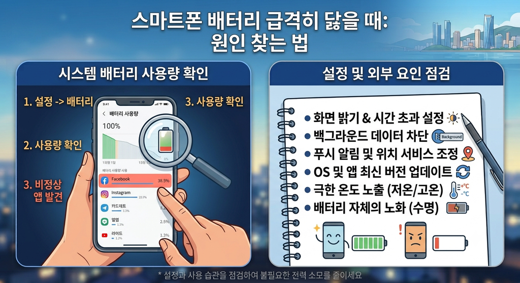 스마트폰 배터리 방전 원인은 찾는 사진