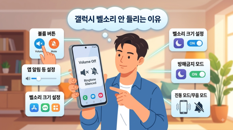 갤럭시 벨소리 안 들리는 이유, 볼륨 버튼부터 방해금지 모드까지 완벽 정리