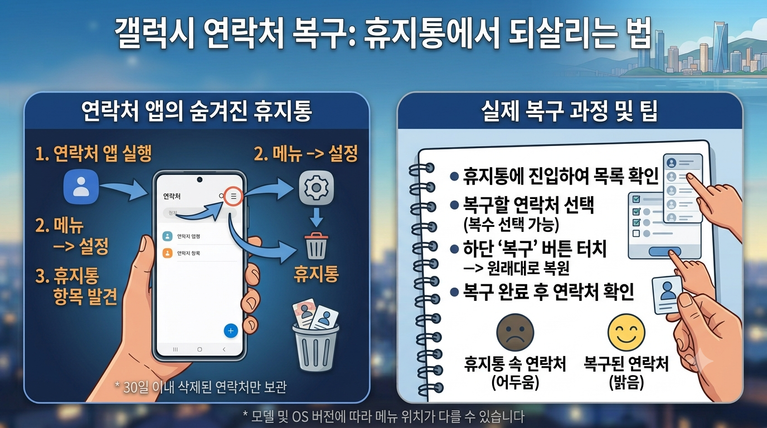갤럭시 휴지통 없는 줄 알았는데, 연락처도 복구가 될까?