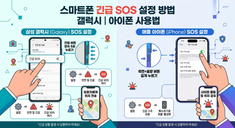 스마트폰 긴급 SOS 설정 방법 갤럭시 아이폰 사용법