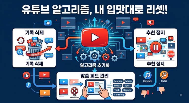 유튜브 알고리즘 초기화, 기록 삭제부터 피드 관리까지