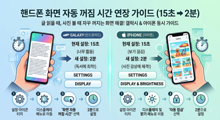 핸드폰 화면 자동 꺼짐 시간 설정, 갤럭시·아이폰 차이와 번인 주의사항